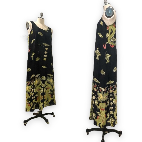 Citron Santa Monica Japanese Dragon Print Dress size medium - Picture 2 of 6